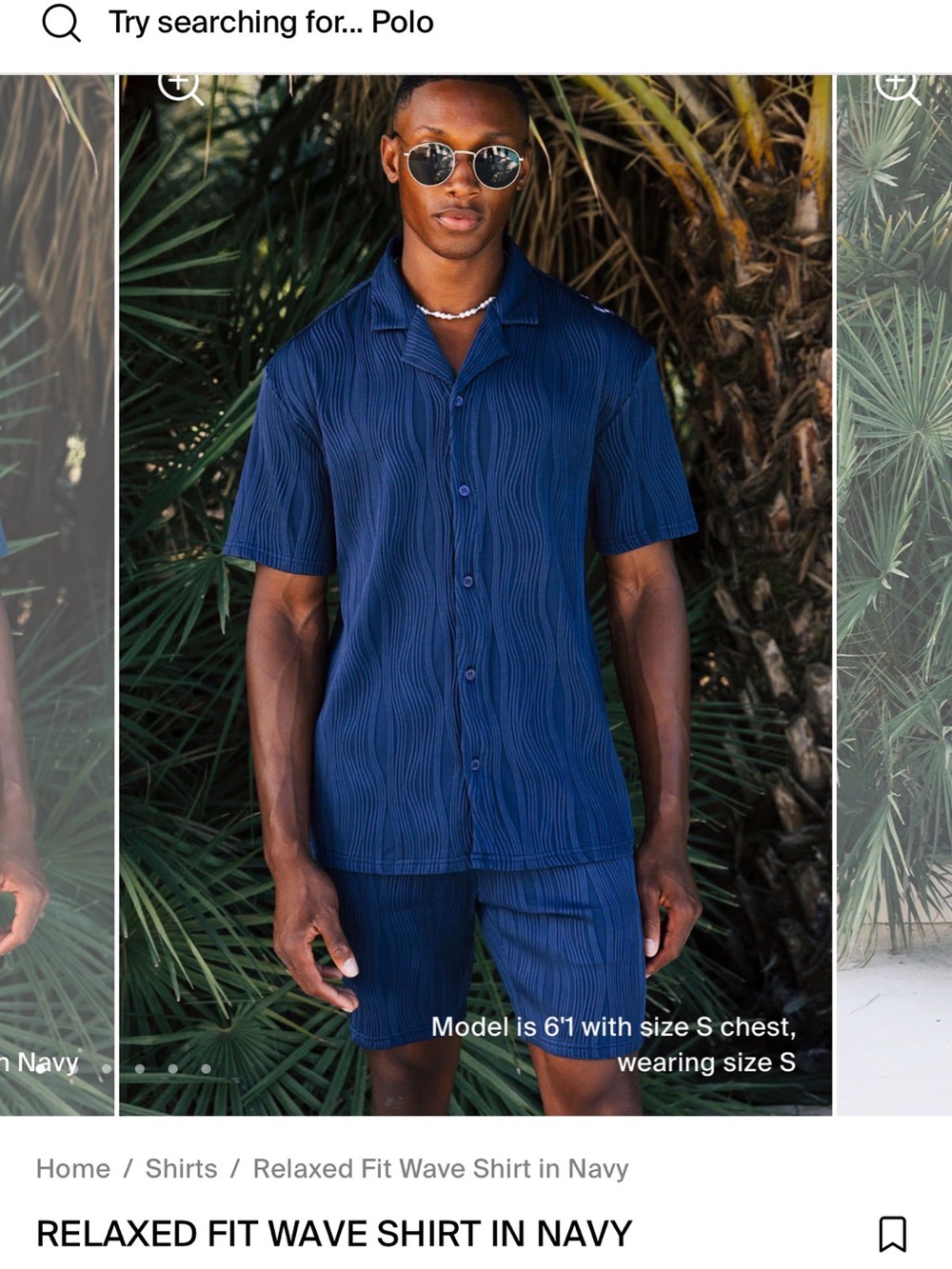 Men's Relaxed Short-Sleeve Button-Down Shirt in Navy